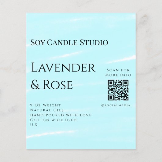 Lavender rose soy candle business add q r code tex (Back)