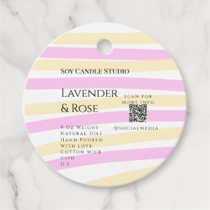 Lavender rose soy candle business add q r code tex favor tags