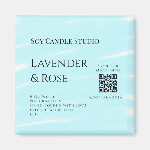 Lavender rose soy candle business add q r code tex magnet