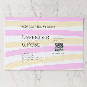Lavender rose soy candle business add q r code tex paper pad