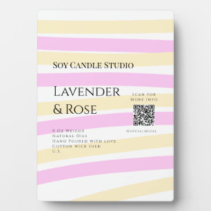 Lavender rose soy candle business add q r code tex plaque