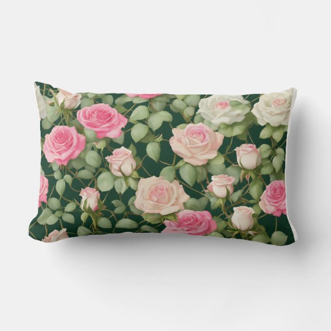 Lavender Rose Vine Long Pillow – Elegant Floral Co (Front)