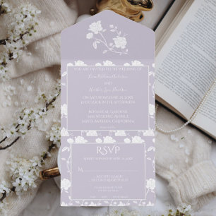Lavender Rose Wedding All In One Invitation
