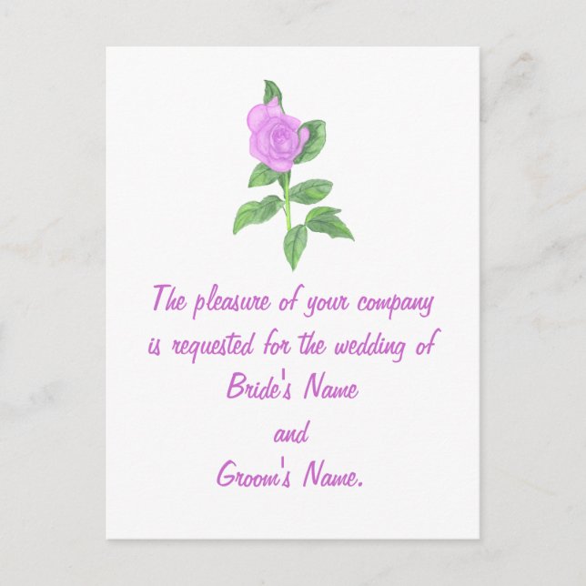 Lavender Rose Wedding Invitation Postcards (Front)