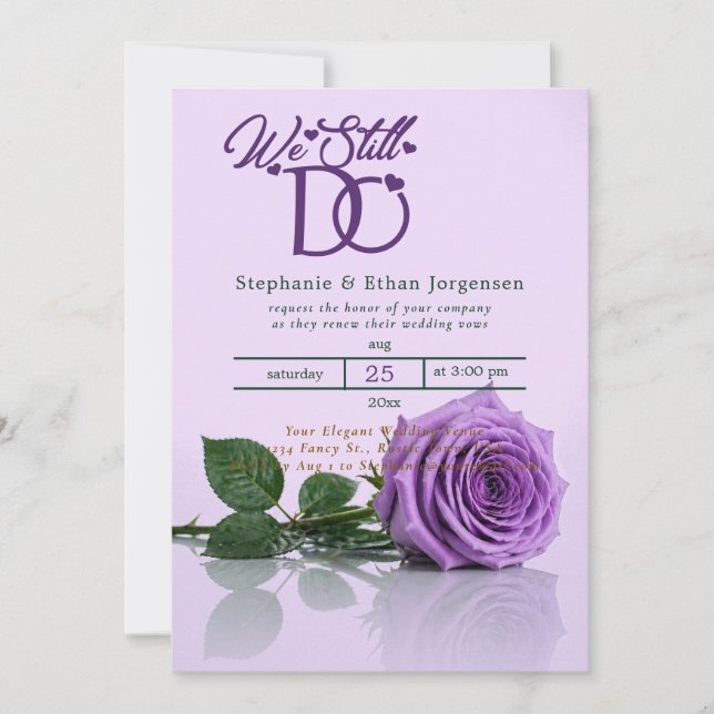 Lavender Rose Wedding Invitation Vow Renewal (Front)
