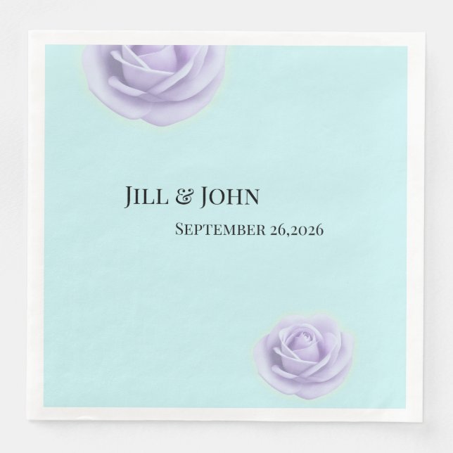 Lavender Rose Wedding Napkins (Front)