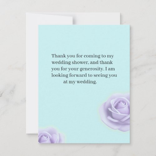 Lavender Rose Wedding Shower Thank You Note Card
