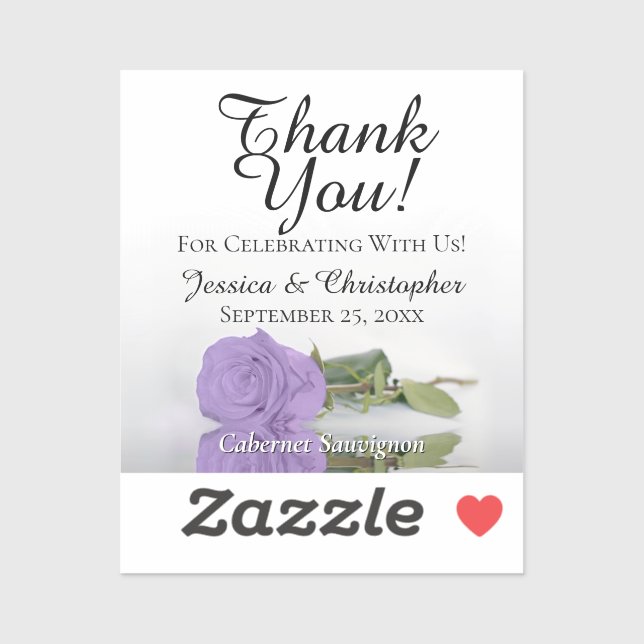 Lavender Rose Wedding Thank You Mini Bottle Label (Sheet)