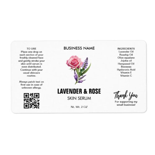 Lavender Rosehip Skin Serum Template Labels