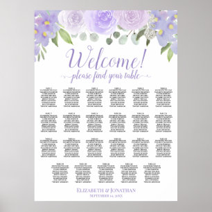 Lavender Roses 23 Table Boho Wedding Seating Chart