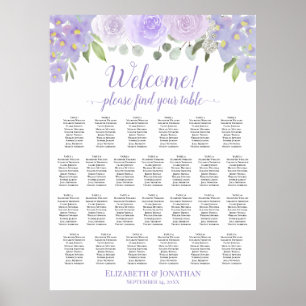 Lavender Roses 26 Table Boho Wedding Seating Chart