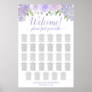Lavender Roses 29 Table Boho Wedding Seating Chart