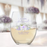 Lavender Roses Bridesmaid Maid of Honor Gift Stemless Wine Glass<br><div class="desc">This set is the perfect choice for thanking the bridesmaids and maid of honor at your wedding. The beautiful boho chic design features a bouquet of hand painted watercolor roses and blossoms in shades of lavender, lilac, and dusty purple, along with eucalyptus sprigs and garden greenery. Her name & title...</div>
