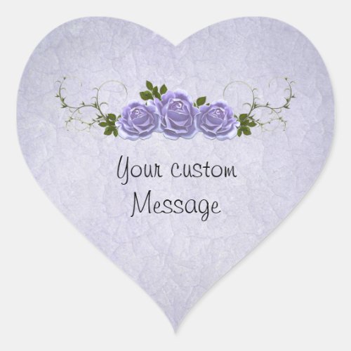 Lavender Roses Customizable Heart Sticker
