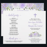 Lavender Roses DIY Fold Catholic Wedding Program<br><div class="desc">This beautiful program is designed for a Catholic ceremony. It features a rustic boho chic design with a hand painted watercolor roses, blossoms, and flowers in shades of lavender, lilac, and light purple. There is a crucifix or cross, with elegant script calligraphy for the names of the couples and titles....</div>