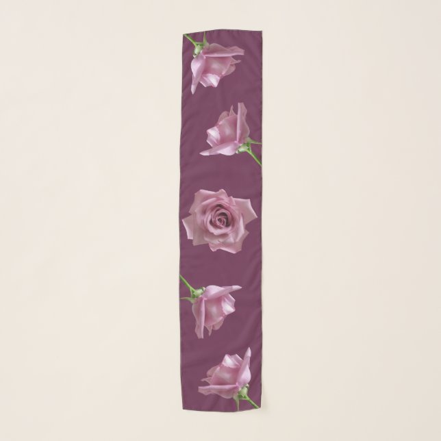 Lavender Roses Long Chiffon Scarf (Front)