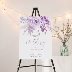 Lavender Roses Modern Wedding Sign
