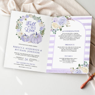 Lavender Roses Pumpkin QR Code Wedding Invitation