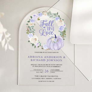 Lavender Roses Pumpkin Wedding Acrylic Invitations