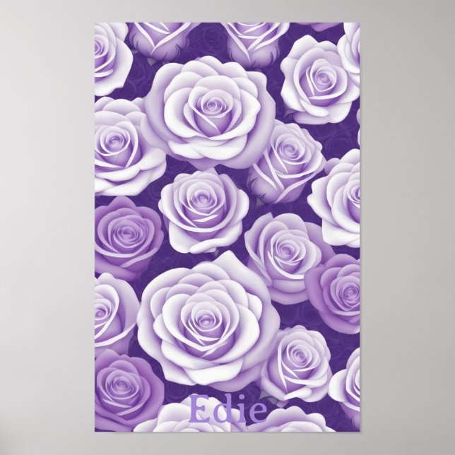 Lavender Roses Purple Roses Background Poster (Front)