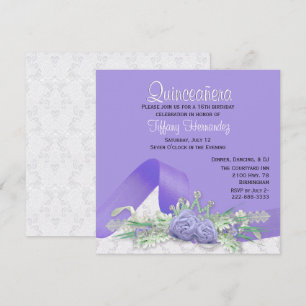 Lavender Roses Quinceañera Birthday Invitation
