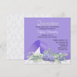 Lavender Roses Quinceañera Birthday Invitation