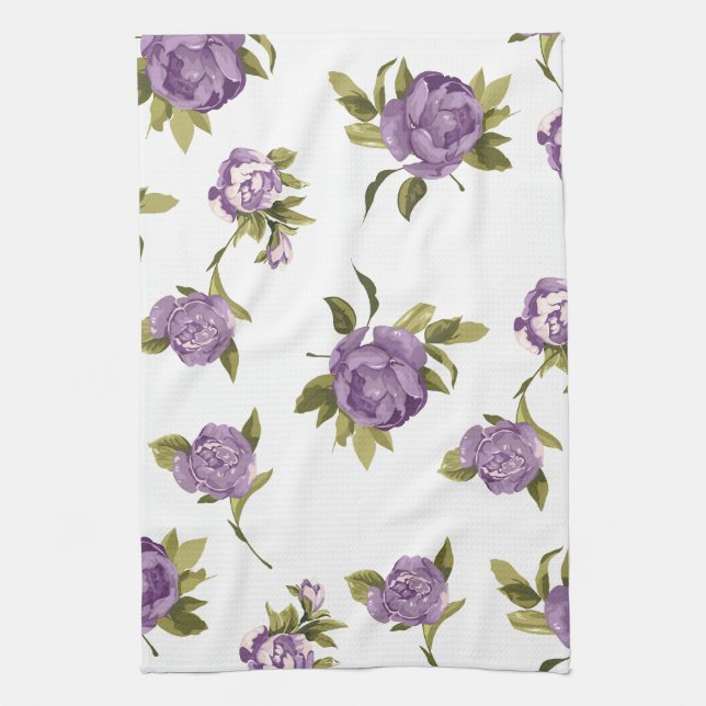 Lavender Roses Shabby Chic Kitchen Towel (Vertical)
