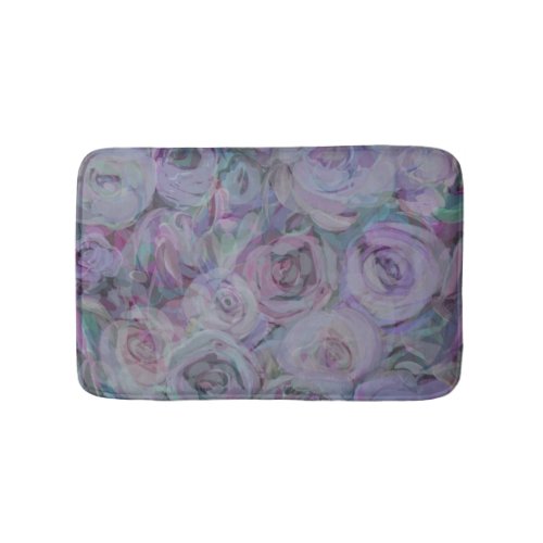 Lavender Roses Watercolor Art Bath Mat