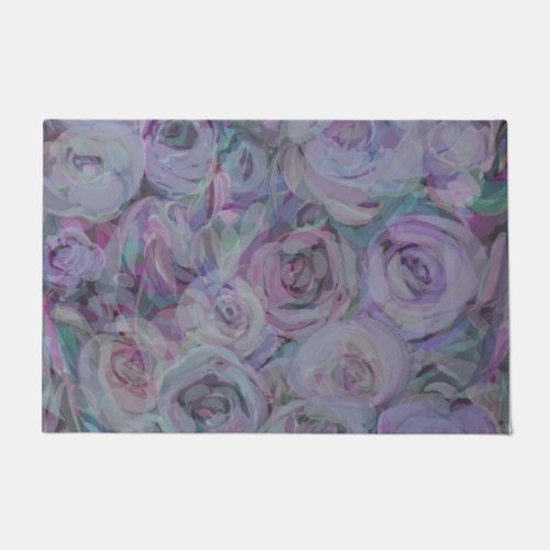 Lavender Roses Watercolor Art Doormat