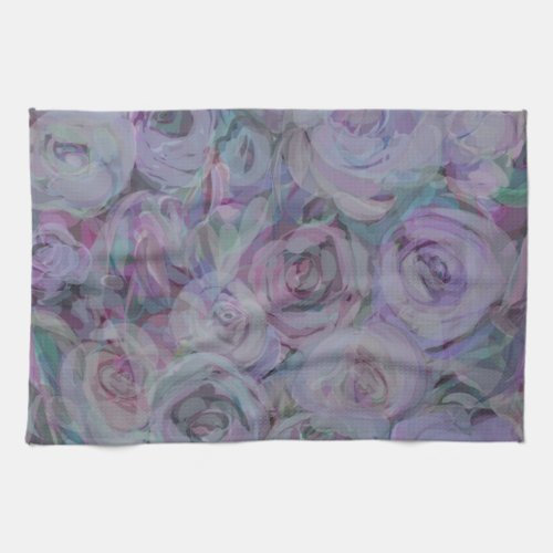 Lavender Roses Watercolor Art Kitchen Towel