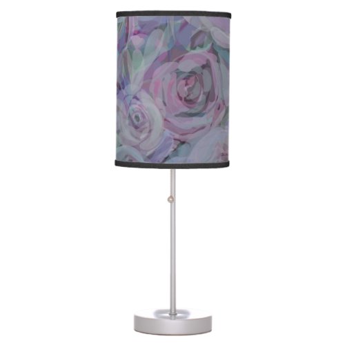 Lavender Roses Watercolor Art Table Lamp