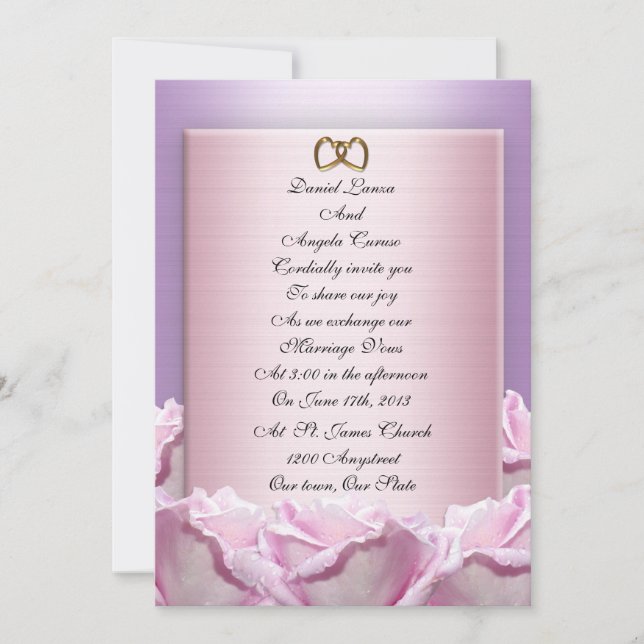 Lavender roses wedding Invitation (Front)