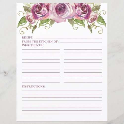 Lavender Roses Wedding Recipe Page