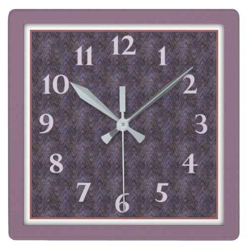 Lavender Rust Blue Framed Abstract Square Wall Clock
