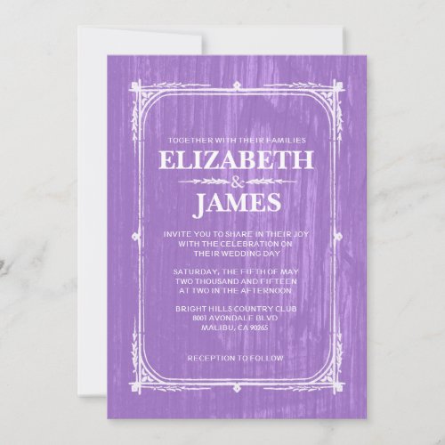 Lavender Rustic Barn Wood Wedding Invitations