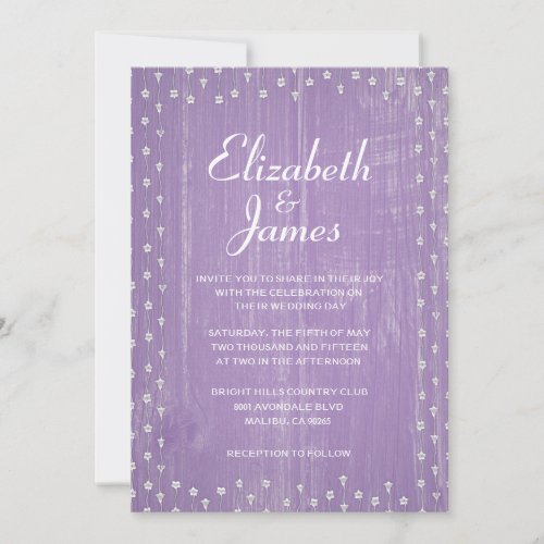 Lavender Rustic Country Wood Wedding Invitations