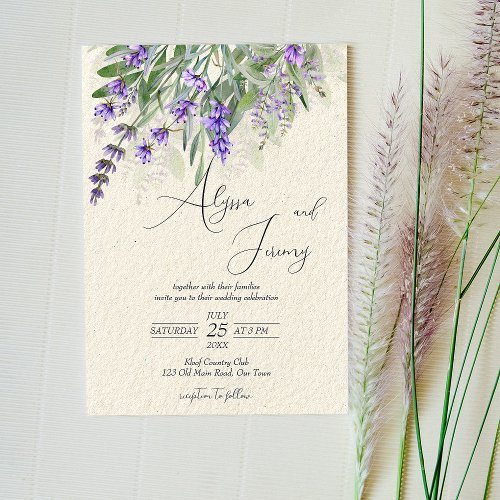 Lavender rustic countryside vintage QR RSVP Invitation