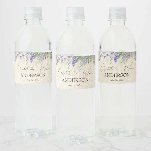 Lavender rustic countryside vintage water label (Bottles)