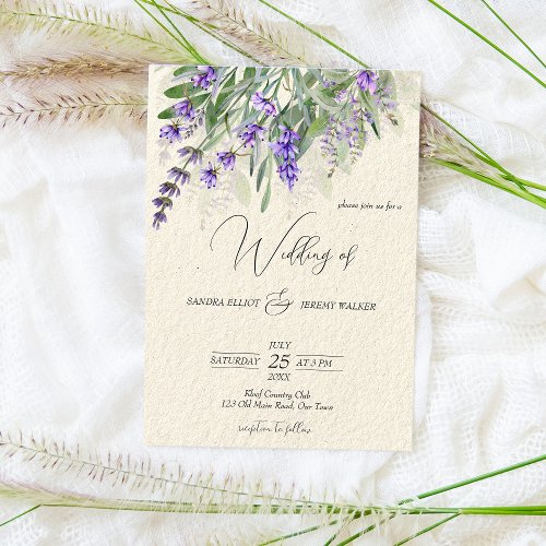 Lavender rustic countryside vintage wedding QR  Invitation
