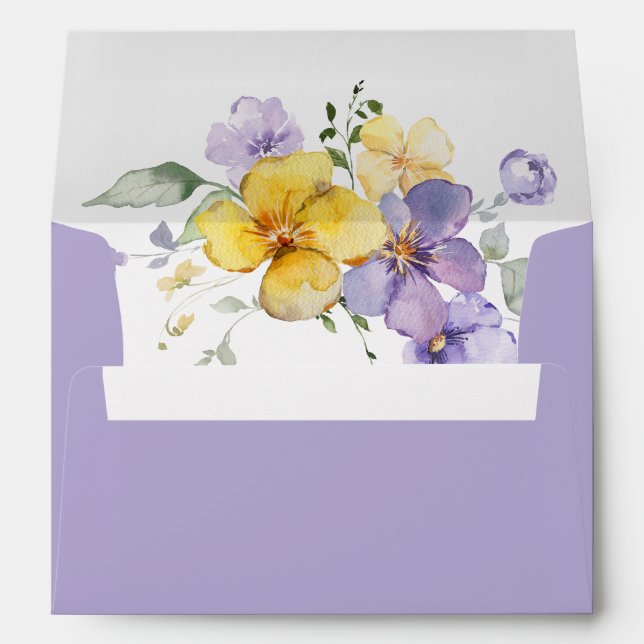 Lavender Rustic Floral Elegant Wedding Invitation Envelope (Back (Bottom))