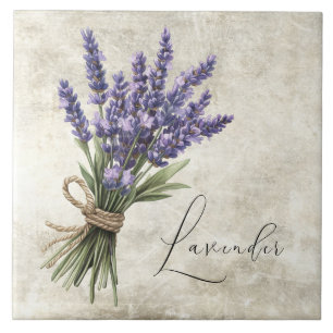 Lavender Rustic Floral Faux Ceramic Tile