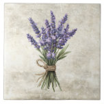 Lavender Rustic Floral Faux Ceramic Tile<br><div class="desc">Rustic watercolor graphic design with bunch of lavender Faux texture background. A vintage country look.  Perfect for your country French or cottage farmhouse kitchen.</div>