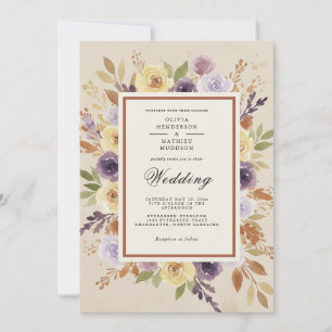 Lavender Rustic Floral Wedding Invitation