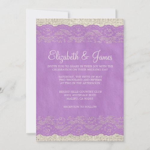 Lavender Rustic Lace Wedding Invitations