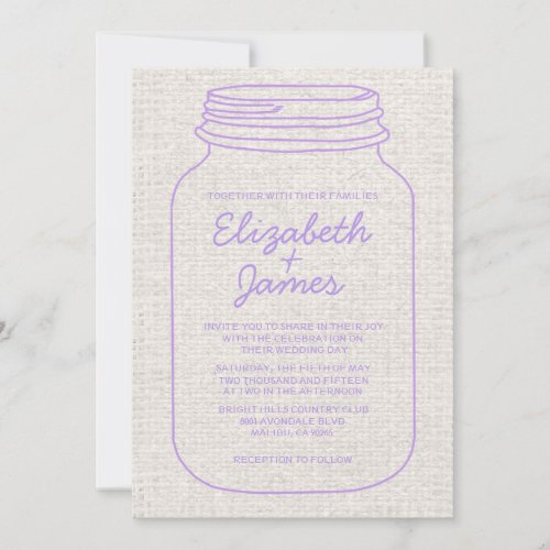 Lavender Rustic Mason Jar Wedding Invitations