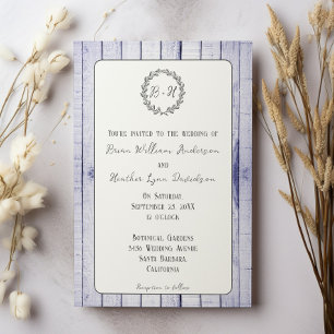Lavender Rustic Monogram Wedding Invitation