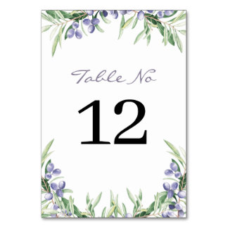 Lavender Rustic olive Seating Plan Wedding Table Number