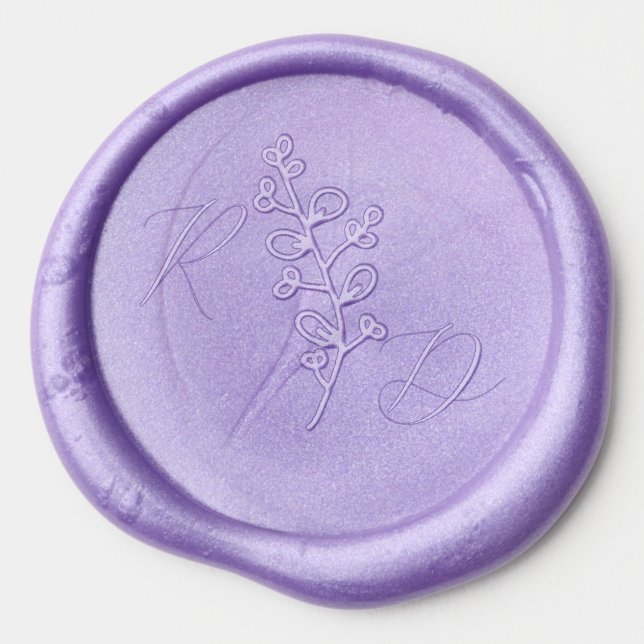 Lavender Rustic Wedding Wax Seal Sticker (Front)