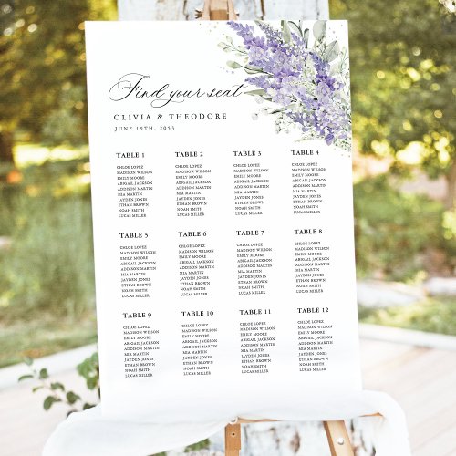 Lavender & Sage Floral Wedding Seating Chart Sign