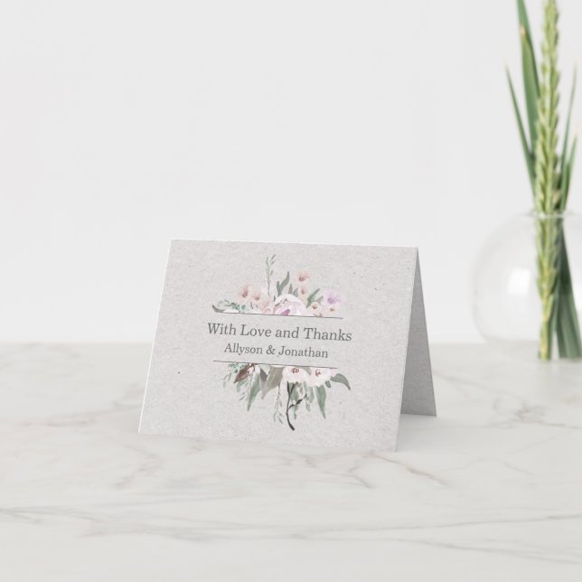 Lavender Sage Gray Green Floral Thank You | Card (Front)